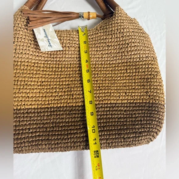 Tommy Bahama Brown Woven Straw Tote with Tassel - Picture 6 of 6